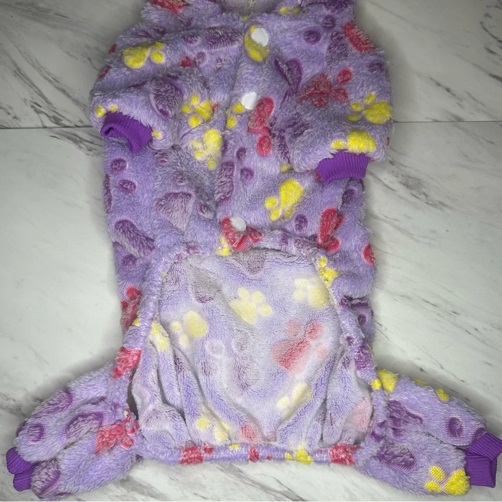 Paw Print Pet Pajamas - Soft Stretch - Purple - Size Large - Picture 7 of 13